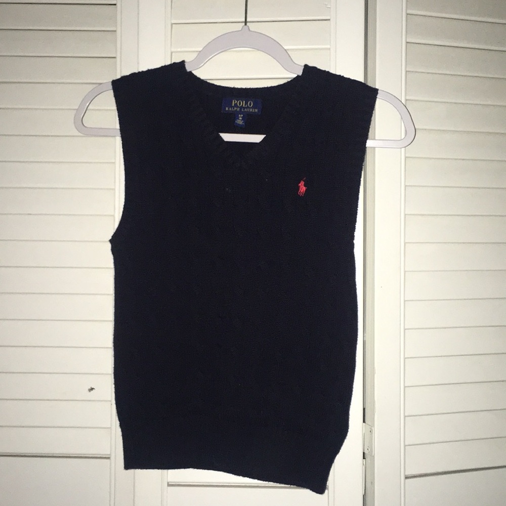 Boys Polo RL sweater vest boys 8 navy like new !